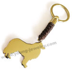 custom gold collie with brown cotton rope keyring