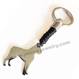 Custom Silver Dogo Argentino w/ Black Cotton Rope Keyring