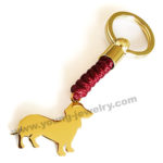 Personalized Gold Dachshund w/ Red Cotton Rope Keyring