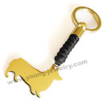 Custom Gold Welsh Corgi w/ Black Cotton Rope Keyring