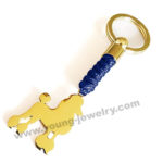 Personalized Gold Poodle w/ Blue Cotton Rope Keyring