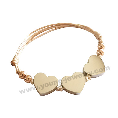 Custom Three Heart w/ Gold Rope Bracelets