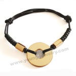 Personalized Rose Gold Round & Tubes w/ Black Rope Bracelets