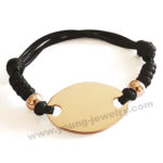 Custom Oval Steel Rose Gold Plate w/ Black Rope Bracelets