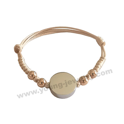Personalized Round & Rose Gold Steel Balls w/ Gold Rope Bracelets