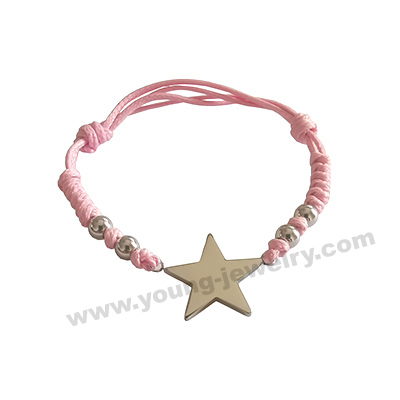Custom Star w/ Pink Rope Bracelets For Women