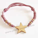 Custom Rose Gold Star w/ Pink Rope Bracelets For Women