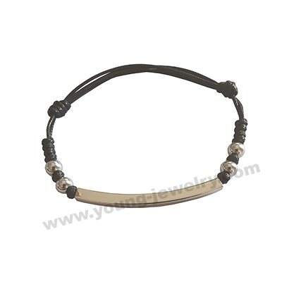 Custom Rectangle Tube & Steel Balls w/ Black Rope Bracelets