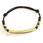 Custom Gold Rectangle Tube & Steel Balls w/ Black Rope Bracelets