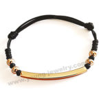 Custom Rose Gold Rectangle Tube & Steel Balls w/ Black Rope Bracelets
