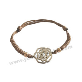 Custom Rose Flower w/ Brown Rope Bracelets For Women