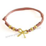 Personalized Gold Bowknot & Steel Balls w/ Pink Rope Bracelets