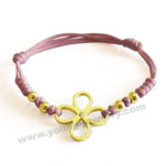 Custom Gold Flower & Steel Balls w/ Pink Rope Bracelets For Women