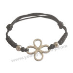 Custom Flower & Steel Balls w/ Black Rope Bracelets For Women
