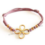 Custom Rose Gold Flower & Steel Balls w/ Pink Rope Bracelets For Women