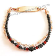 Muti Iron Gall Stones & Steel Chain w/ Personalized rose gold ID Bracelets