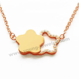 personalized link together rose gold star with cz necklace