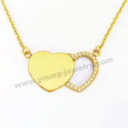 Custom Link Together Gold Heart w/ CZ Necklaces