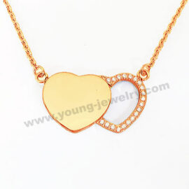 Custom Link Together Rose Gold Heart w/ CZ Necklaces