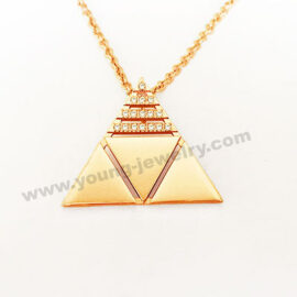 Personalized Muti Rose Gold Triangle w/ CZ Necklaces