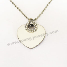 Custom Silver Heart w/ Circle CZ Necklaces