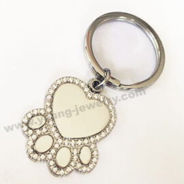 Personalized Silver Heart Pet Paw w/ CZ Necklaces
