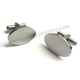 Stainless Steel Custom Engraved Oval Cufflink for Men