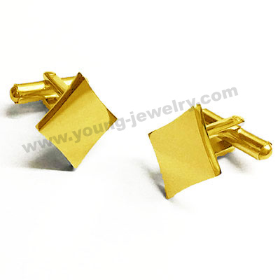 Stainless Steel Personalise Engraving Gold Rhombus Cufflink
