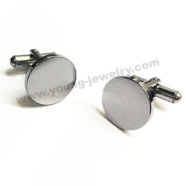 Stainless Steel Picture Engraved Circle Cufflink