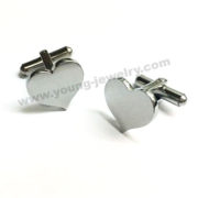 Stainless Steel Photo Engraved Heart Cufflink