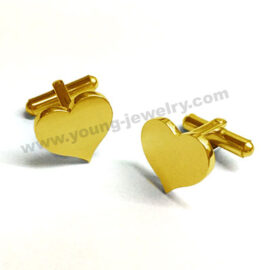 Stainless Steel Photo Engraved Gold Heart Cufflink