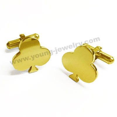 Stainless Steel Photo Engraved Gold Spade Cufflink