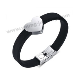 Black Silicon w/ Heart Charm Bracelets For Women