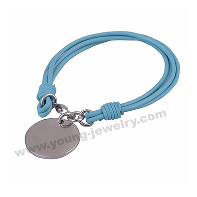 Blue Rope w/ Engraved Charm Bracelets For Women