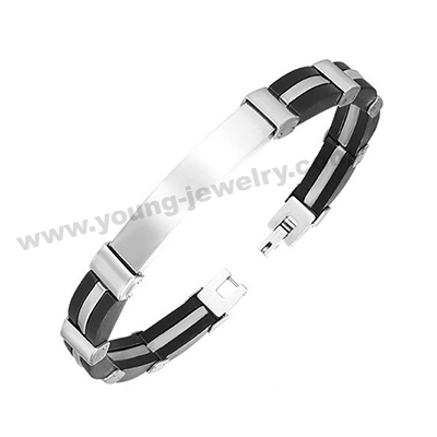 Custom Engraved Two Tone ID Bracelets for Men