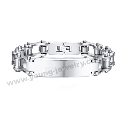 Stainless Steel Bicycle Chain Engraved ID Bracelets