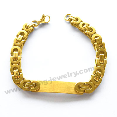 Stainless Steel Unique Gold Chain Engraved ID Bracelet