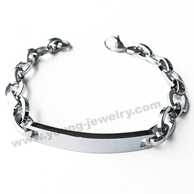 Fashion High Polished Chain Engraved ID Bracelet
