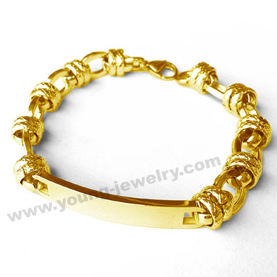 Fashion Gold Chain w/ Engraved ID Bracelet