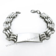 Steel Flat Chain w/ Engraved ID Bracelet