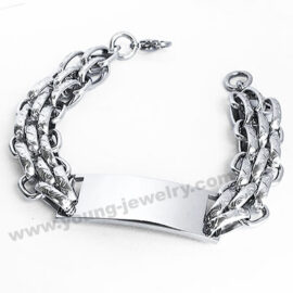 Steel Flat Chain w/ Picture Engraved ID Bracelet