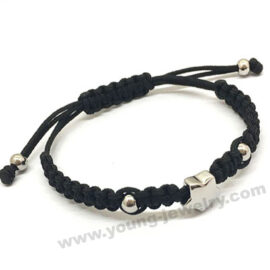 Custom Black Braided Rope Bracelet w/ Steel Star Charm