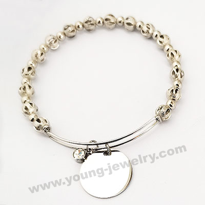 Steel Expandable Circular Coil w/ Brass Ball & Custom Round Bracelet