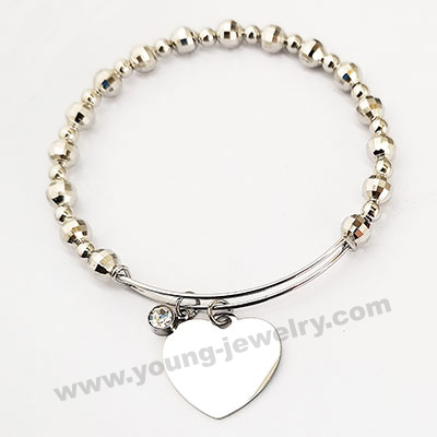 Expandable Circular Coil w/ Brass Ball & Custom Round Steel Bracelet