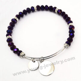 Expandable Circular Coil w/ Purple Beads & Two Custom Round Bracelet