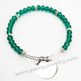 Expandable Circular Coil w/ Green Beads & Custom Round Bracelet
