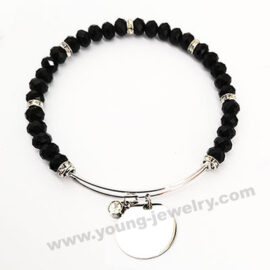 Expandable Circular Coil w/ Black Beads & Custom Round Bracelet