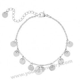 Silver Chain w/ Custom Full Circles Charm Bracelet for Her