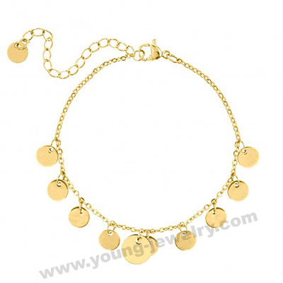 Gold Plated Chain w/ Custom Full Circles Charm Bracelet for Her