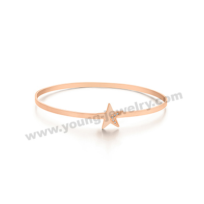 Rose Gold Bangle w/ Personalised Star Charm for Her